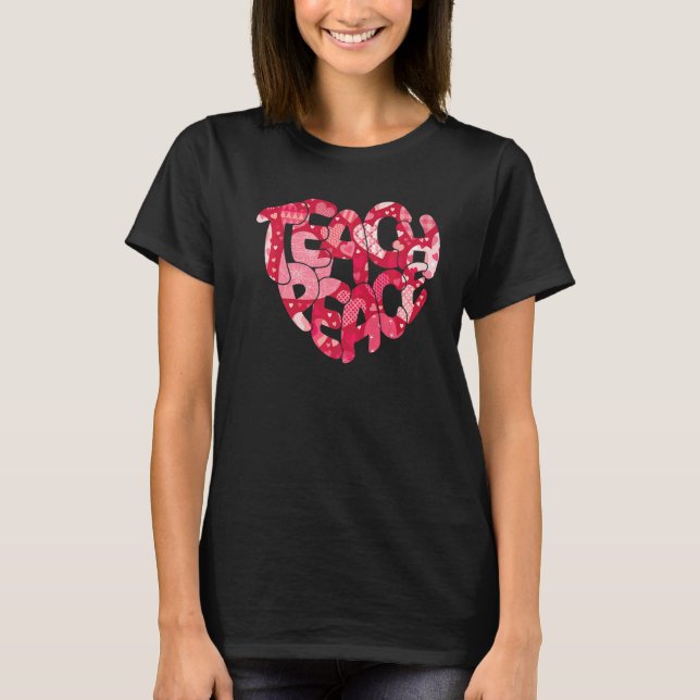 Rosa Herz Teach Peace Liebe Inspiration Hippie Tee (Vorderseite)