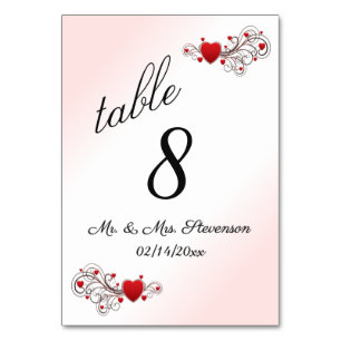 Rosa Herz-Tischnummer Tischnummer