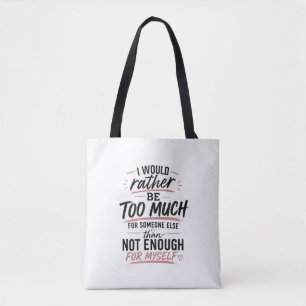Rosa Herz Tote Bag Selbstliebe zu viel