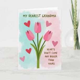 Rosa Herz Tulpen Oma Karte