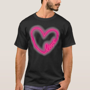 Rosa Herz Umriss Liebe Design T-Shirt