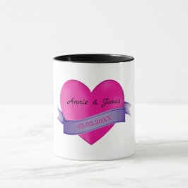 Rosa Herz und Band Tasse