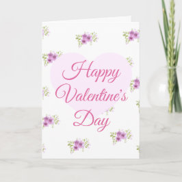 Rosa Herz und Blume - Happy Valentine Card Karte