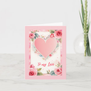 Rosa Herz und Blume Valentine Feiertagskarte