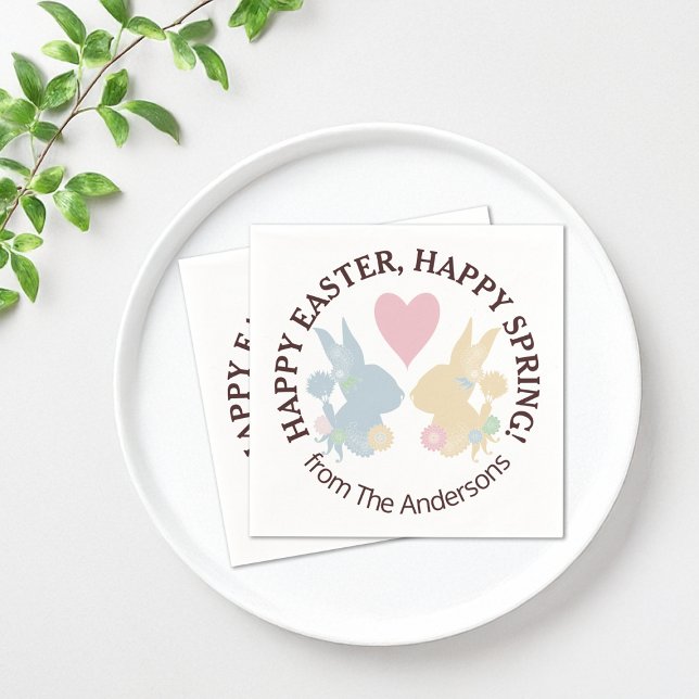 Rosa Herz und farbenfrohe Pastellfarben Ostern Son Serviette (Von Creator hochgeladen)