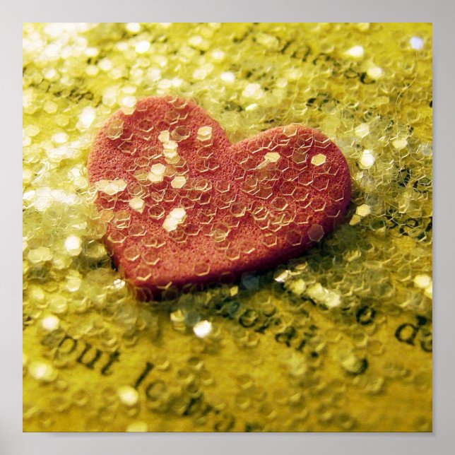 Rosa Herz und Glitzer Poster (Vorne)