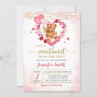 Rosa Herz Valentine Bear Baby Dusche Einladung