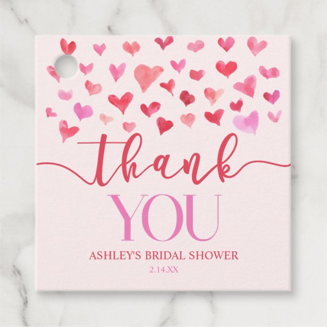 Rosa Herz - Valentinisches Brautparty Geschenkanhänger (Vorderseite)