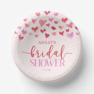 Rosa Herz - Valentinisches Brautparty Pappteller