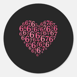 Rosa Herz Valentinstag 6 7 Liebesherz 6-7 Meme Runder Aufkleber