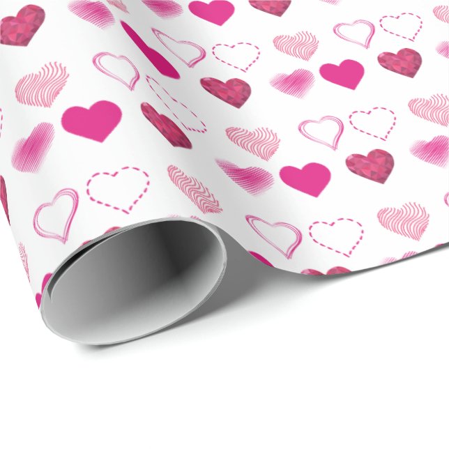 Rosa Herz Valentinstag Geschenkwrap Geschenkpapier (Rolleneckpunkt)