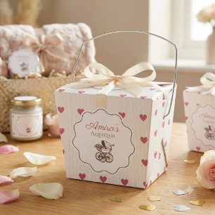 Rosa Herz Vintage-Kinderwagen Aqeeqah Baby Mädchen Geschenkschachtel