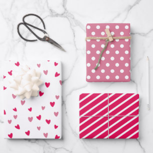 Rosa Herz-Wrap-Papier-Set Süße Geschenkverpackun Geschenkpapier Set