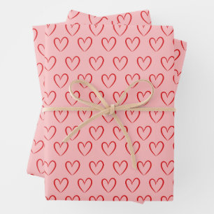 Rosa Herz-Wrapppapier-Set Geschenkpapier Set