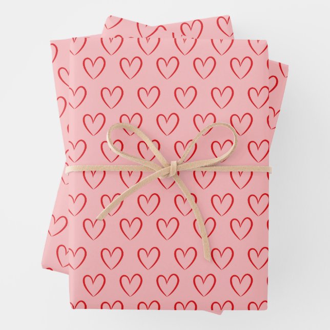 Rosa Herz-Wrapppapier-Set  Geschenkpapier Set (Beispiel)