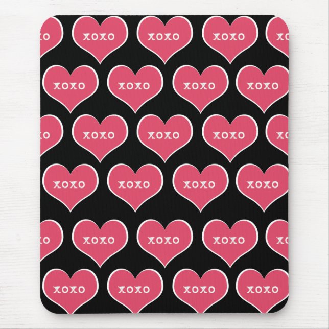 Rosa Herz XOXO Mousepad (Vorne)