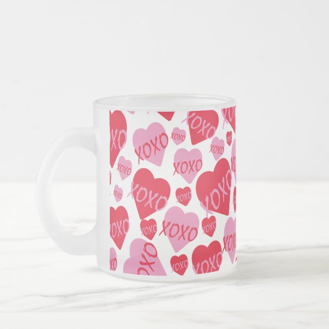 Rosa Herz XOXO Muster Valentine Moderne Mattglastasse (Links)