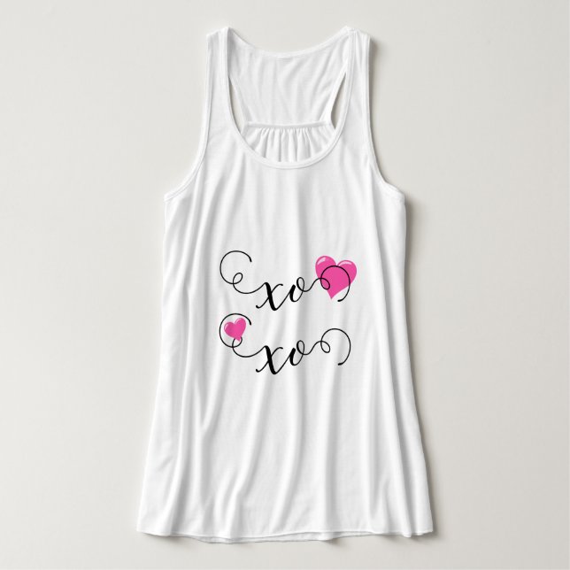 Rosa Herz XOXO Tank Top (Design Vorderseite)