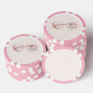 Rosa Herzbrille Liebe Pokerchips