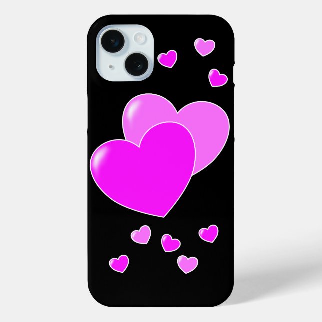 Rosa Herzchen auf Schwarz Case-Mate iPhone Hülle (Rückseite)