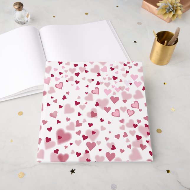 Rosa Herzchen Muster Gästebuch (Vorderseite offen)