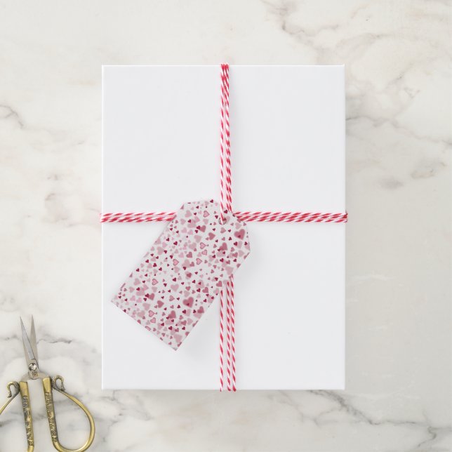 Rosa Herzchen Muster Geschenkanhänger (Mit Garn)