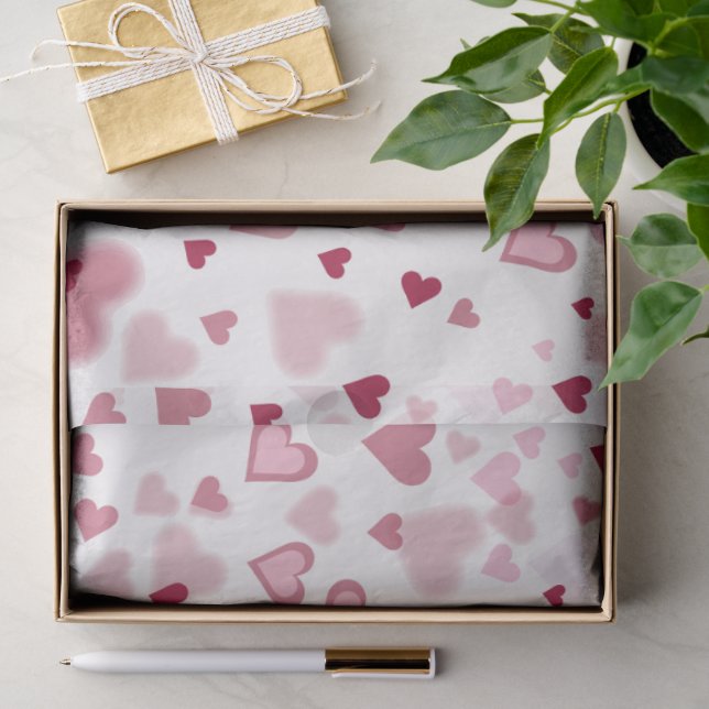 Rosa Herzchen Muster Seidenpapier (Geschenk)