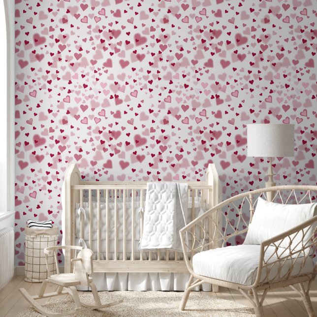 Rosa Herzchen-Muster Tapete (Kinder)