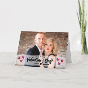 Rosa Herzchen Valentinstag Foto Scribbled Karte