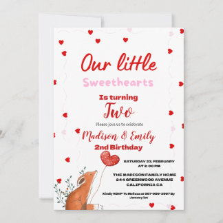 Rosa Herzchen Valentinstag Geburtstag Sweetheart Einladung