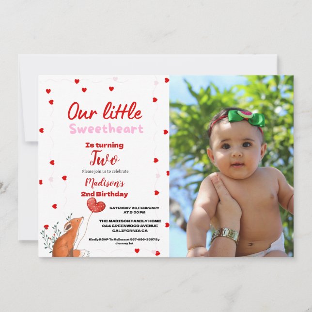 Rosa Herzchen Valentinstag Geburtstag Sweetheart Einladung (Vorderseite)
