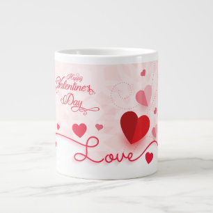 Rosa Herzchen Valentinstag Jumbo-Tasse