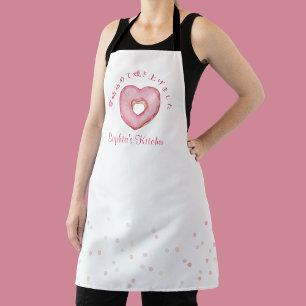 Rosa Herzdonut Wasserfarbe Süßes Backen Schürze