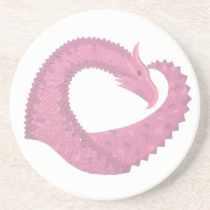 Rosa Herzdrache in Weiß Getränkeuntersetzer