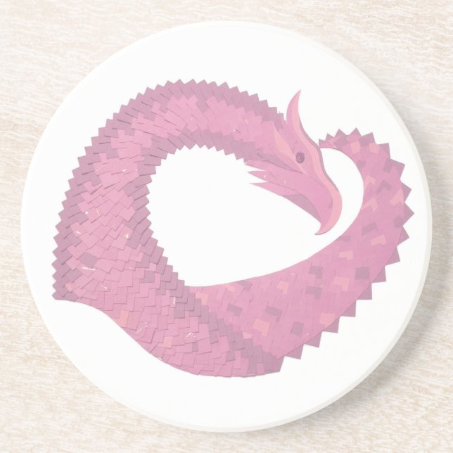 Rosa Herzdrache in Weiß Getränkeuntersetzer (Vorne)