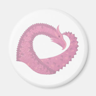 Rosa Herzdrache in Weiß Magnet