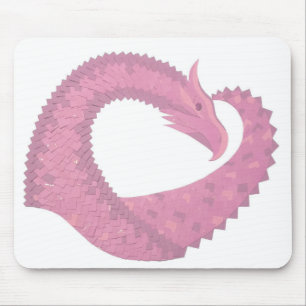 Rosa Herzdrache in Weiß Mousepad