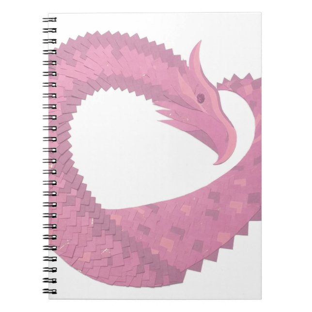 Rosa Herzdrache in Weiß Notizblock (Vorderseite)