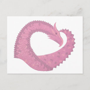 Rosa Herzdrache in Weiß Postkarte