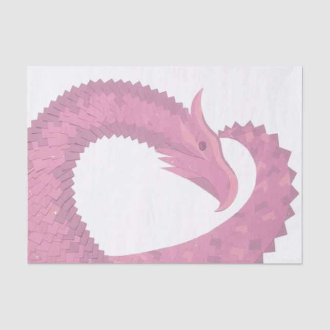 Rosa Herzdrache in Weiß Seidenpapier (Vorderseite)