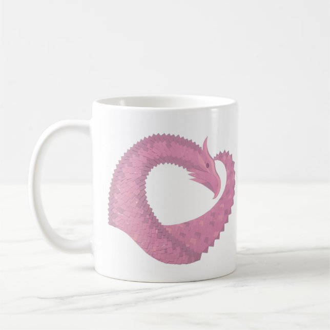 Rosa Herzdrache in Weiß Tasse (Links)