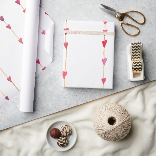 Rosa Herzen am Valentinstag Geschenkpapier (Kunsthandwerk)