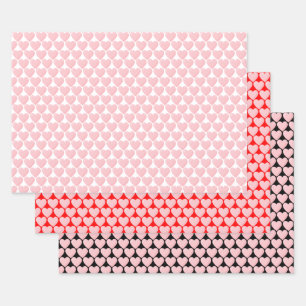 Rosa Herzen auf Farben Geschenkpapier Set