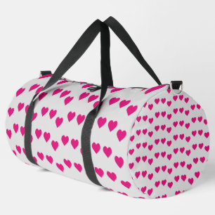 Rosa Herzen auf grau Duffle Bag