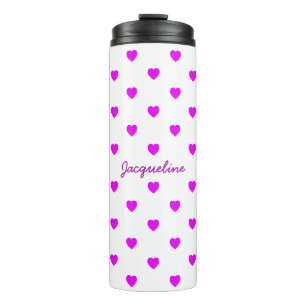 Rosa Herzen auf minimaler WEISS Thermosbecher
