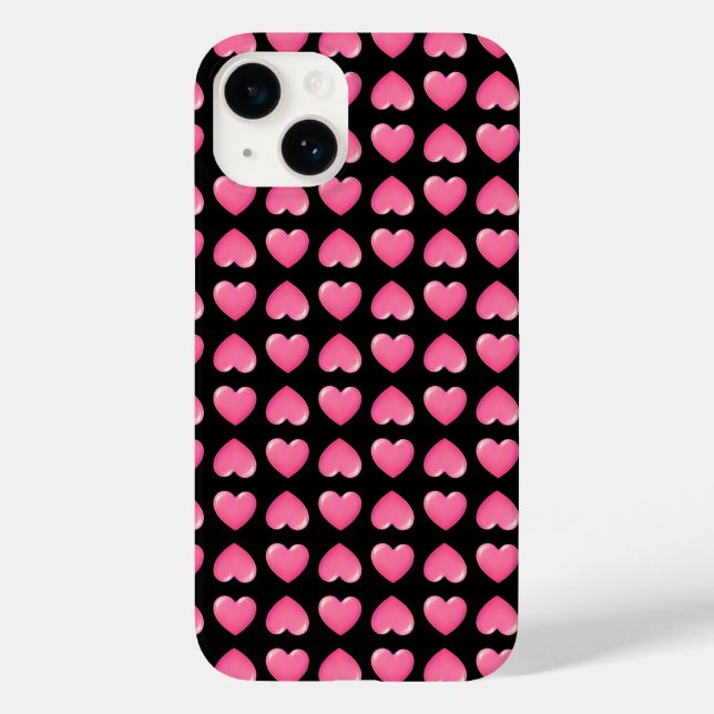 Rosa Herzen auf schwarz Case-Mate iPhone Hülle (Rückseite)