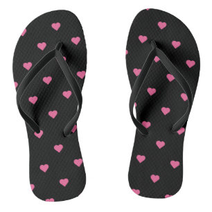 Rosa Herzen auf schwarz Flip Flops