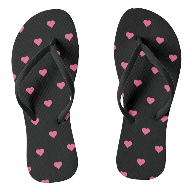 Rosa Herzen auf schwarz Flip Flops (Fußbett)