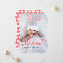 Rosa Herzen Baby Birth Foto Ankündigung