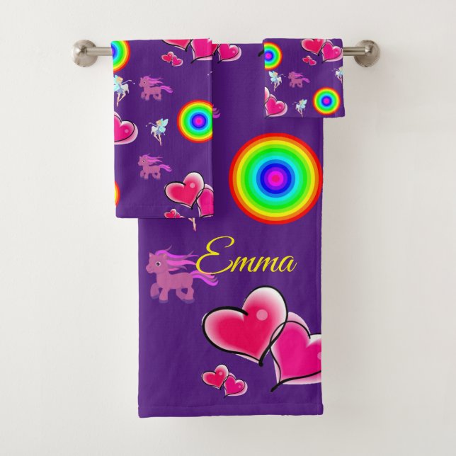 Rosa Herzen Badezimmer Handtuch Sets (Insitu)